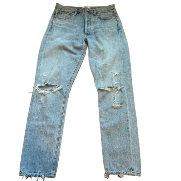 Agolde Jamie Classic High Rise Jeans Size 26 Button Fly Distressed - Picture 1 of 11